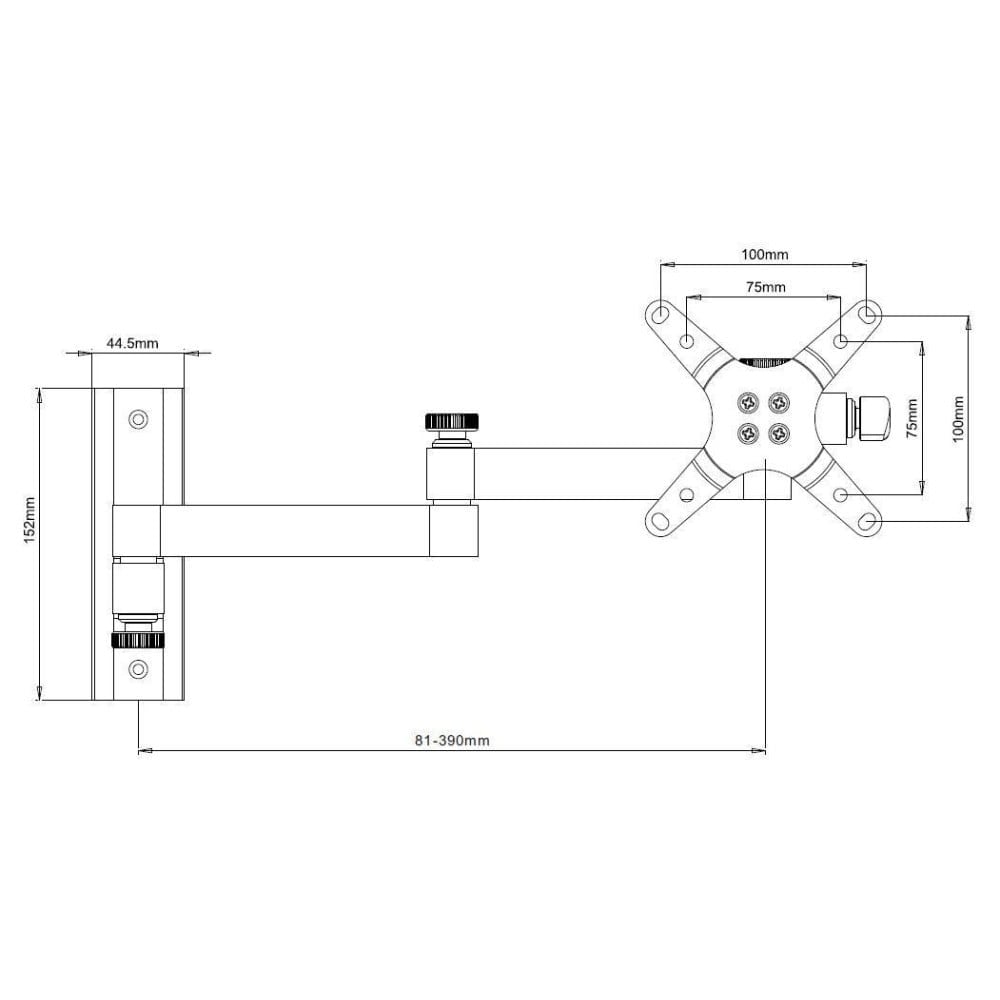 "Techly ICA-LCD 104BK Support mural pour TV 13-30"" LED/LCD 15kg pivotant inclinable"