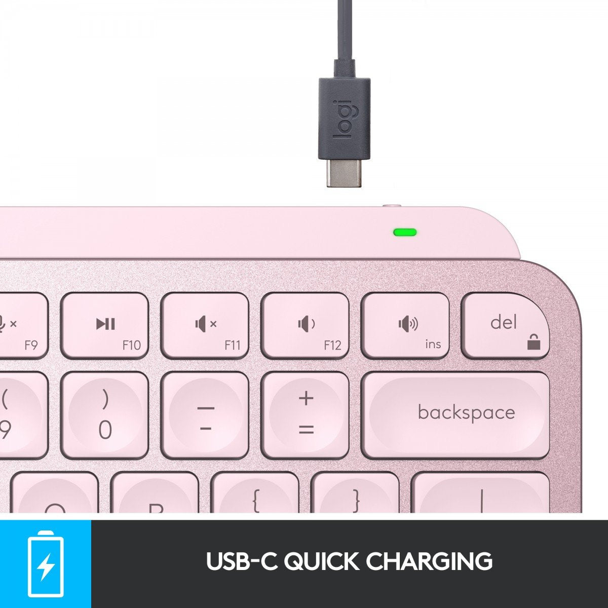 Logitech Master MX Keys Mini clavier Bureau RF sans fil + Bluetooth QWERTY Anglais Rose