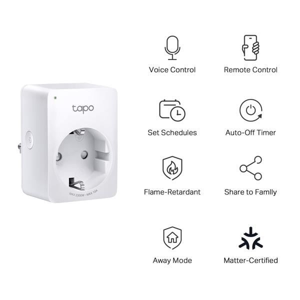 TP-Link TAPO P100M Prise intelligente 2300 W Maison, Bureau Blanc