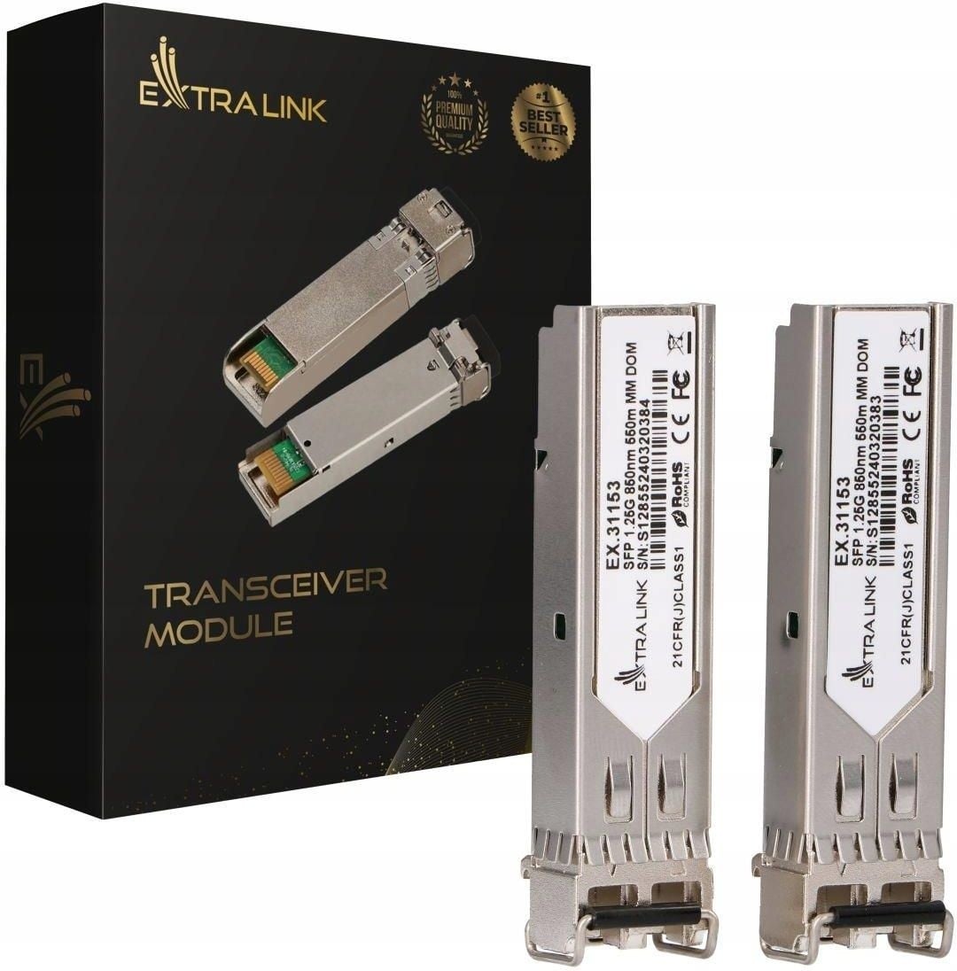 Extralink SFP 1.25G 2-pack | Module SFP | 1,25Gbps, LC/UPC, 850nm, 550m, multimode, DOM