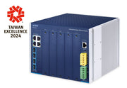 PLANET Industrial Layer 3 5-Slot Géré L3 Gigabit Ethernet (10/100/1000) Bleu, Métallique