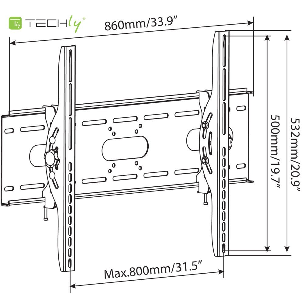 "Techly ICA-PLB 890 Support mural pour TV 42-80"" LED/LCD 80kg inclinable slim 82mm"