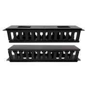 Techly I-CASE CABLE-FR2 Organisateur de câbles 2U pour armoires rack 19" avec couvercle, noir