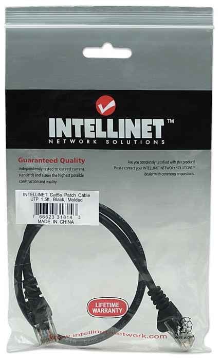 Intellinet 0.45m Cat5e câble de réseau Noir 0,5 m U/UTP (UTP)
