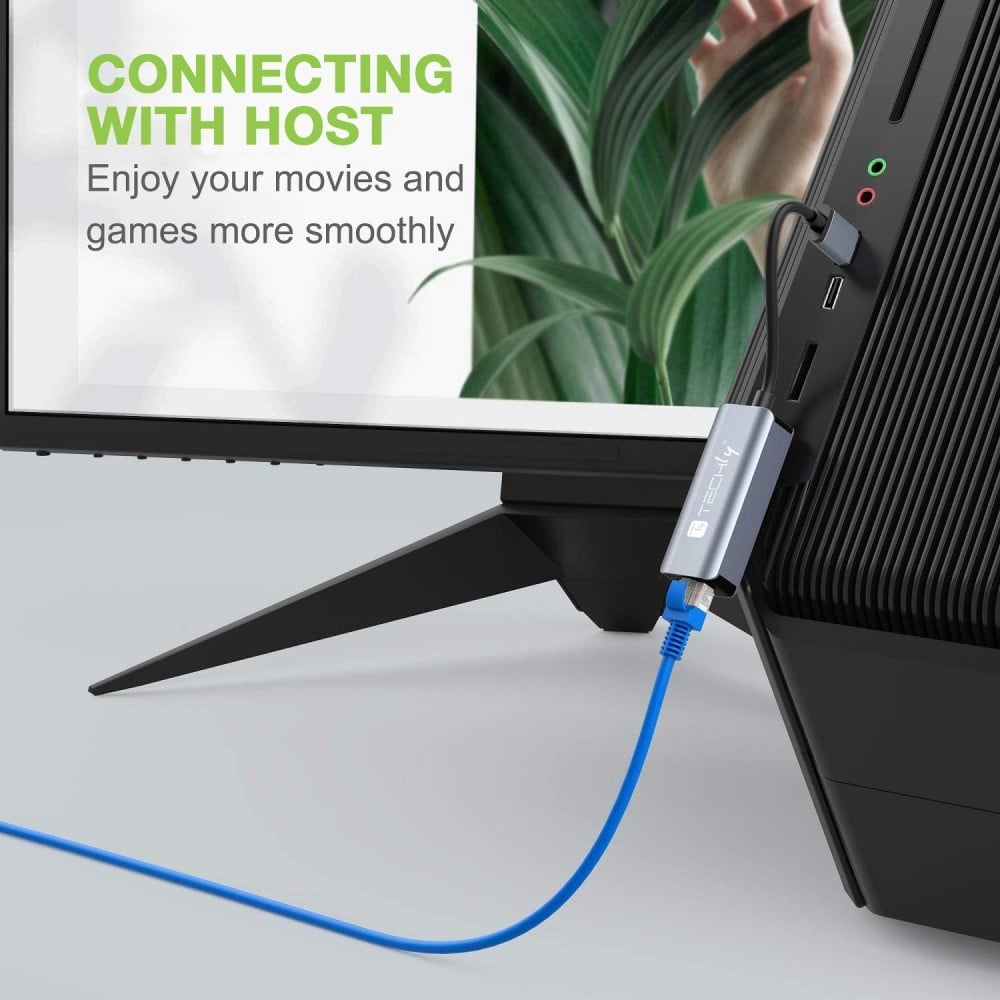 Techly IDATA USB-ETGIGA-AA Carte réseau/Adaptateur USB-A 3.0 vers RJ45 Gigabit