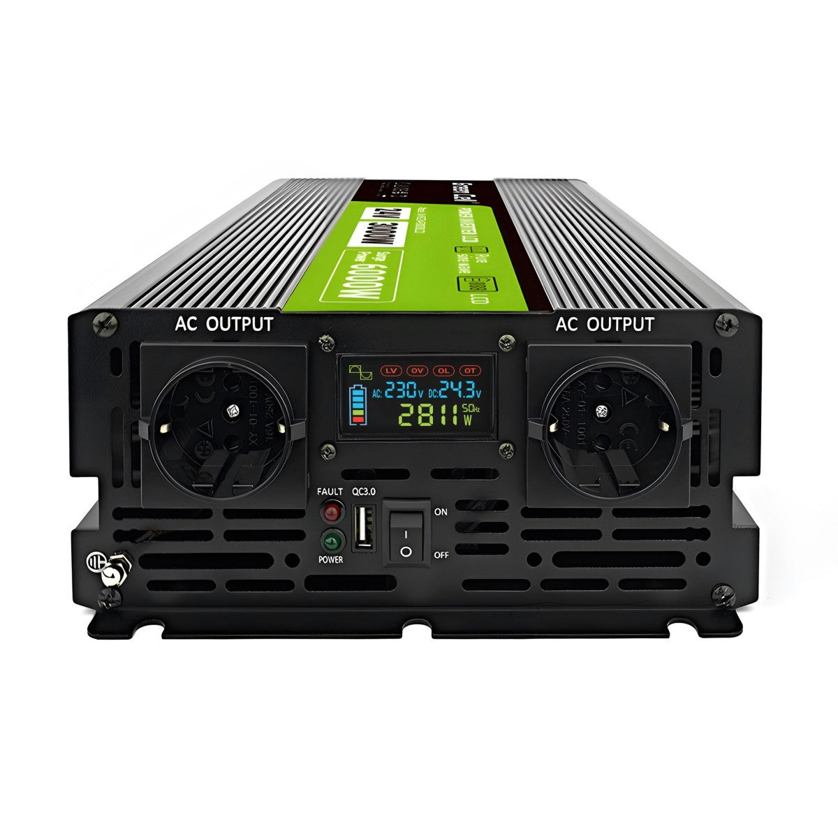 Green Cell Przetwornica napicia PowerInverter LCD 24 V 3000W/60000W Przetwornica samochodowa z wywietlaczem - czysty sinus adaptateur de puissance & onduleur Au