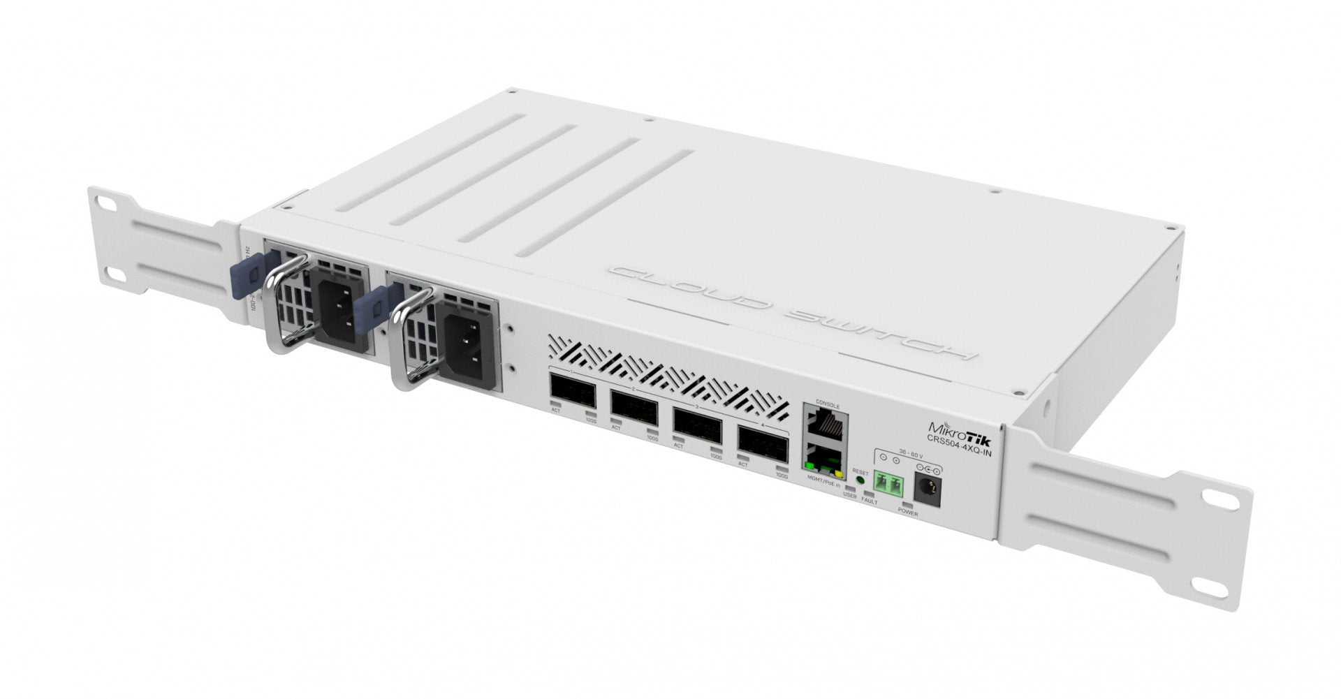 MikroTik Cloud Router Switch 504-4XQ-IN, 4x 100G QSFP, 16x 25G Ports, PoE, RouterOS L5