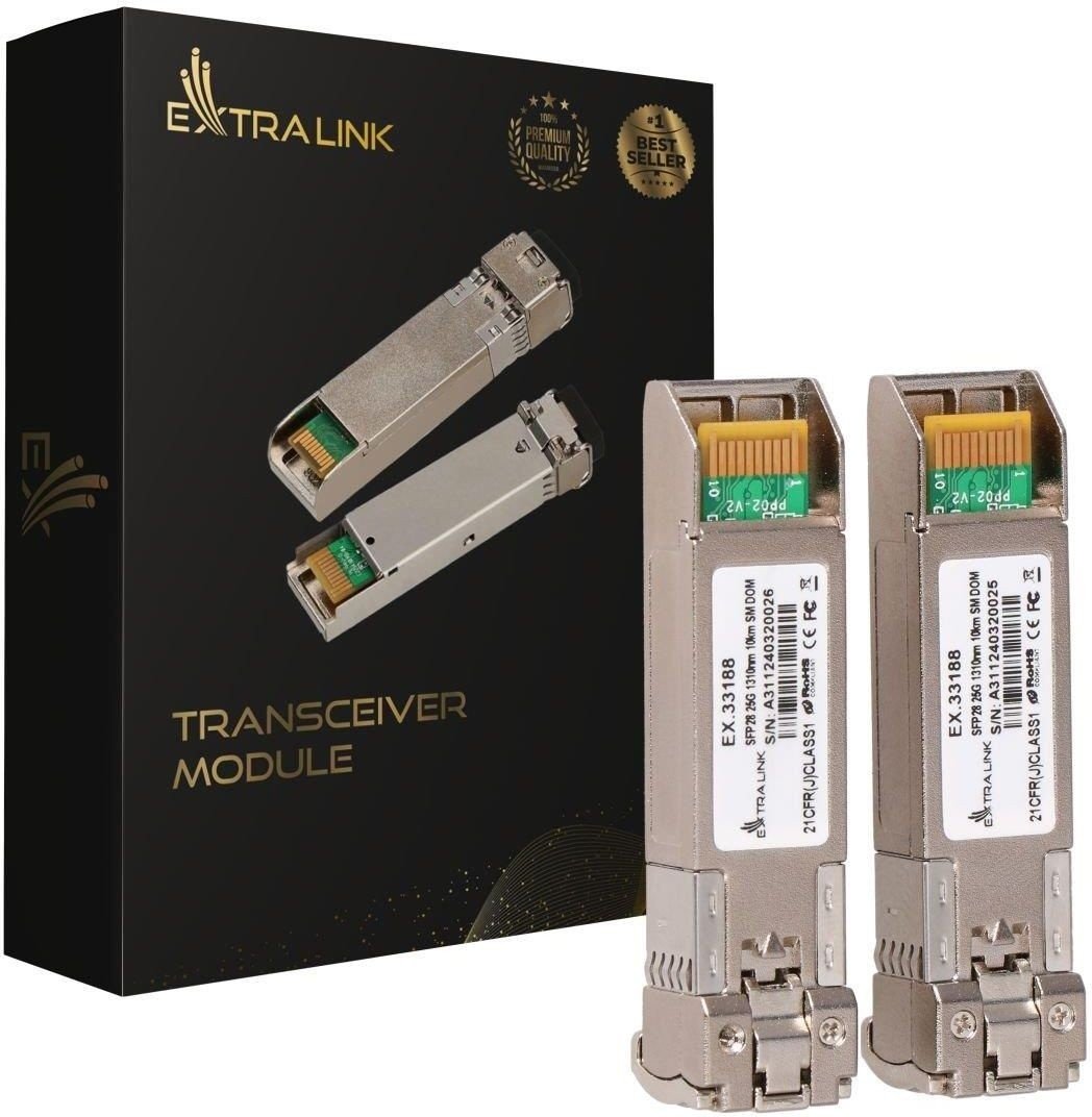 Extralink SFP28 25G 2-Pack | Module SFP28 | 25Gbps, LC/UPC Duplex, 1310nm, 10km, mono mode, DOM