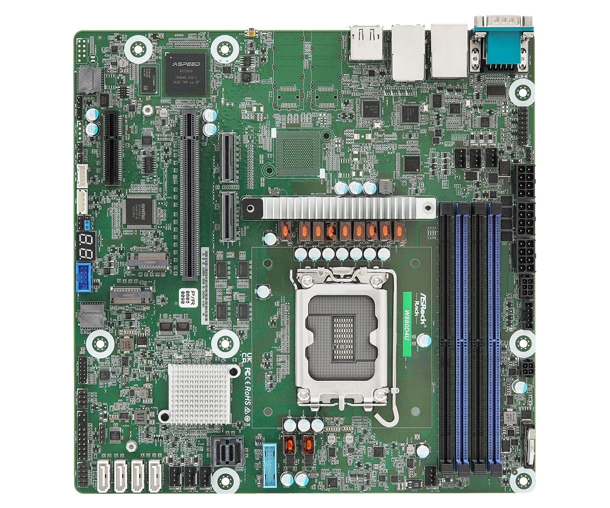 ASRock W880D4U, 1xSKT LGA 1851, Intel Core Ultra, W880, SATA, 2xM.2, 2xGbE, IPMI