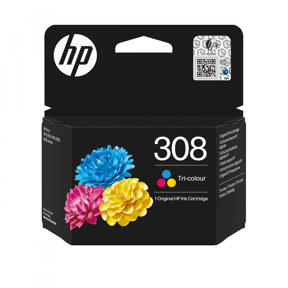 HP 308 Tri-color Original Ink Cartridge cartouche d'encre 1 piece(s) Rendement standard Cyan, Magenta, Jaune