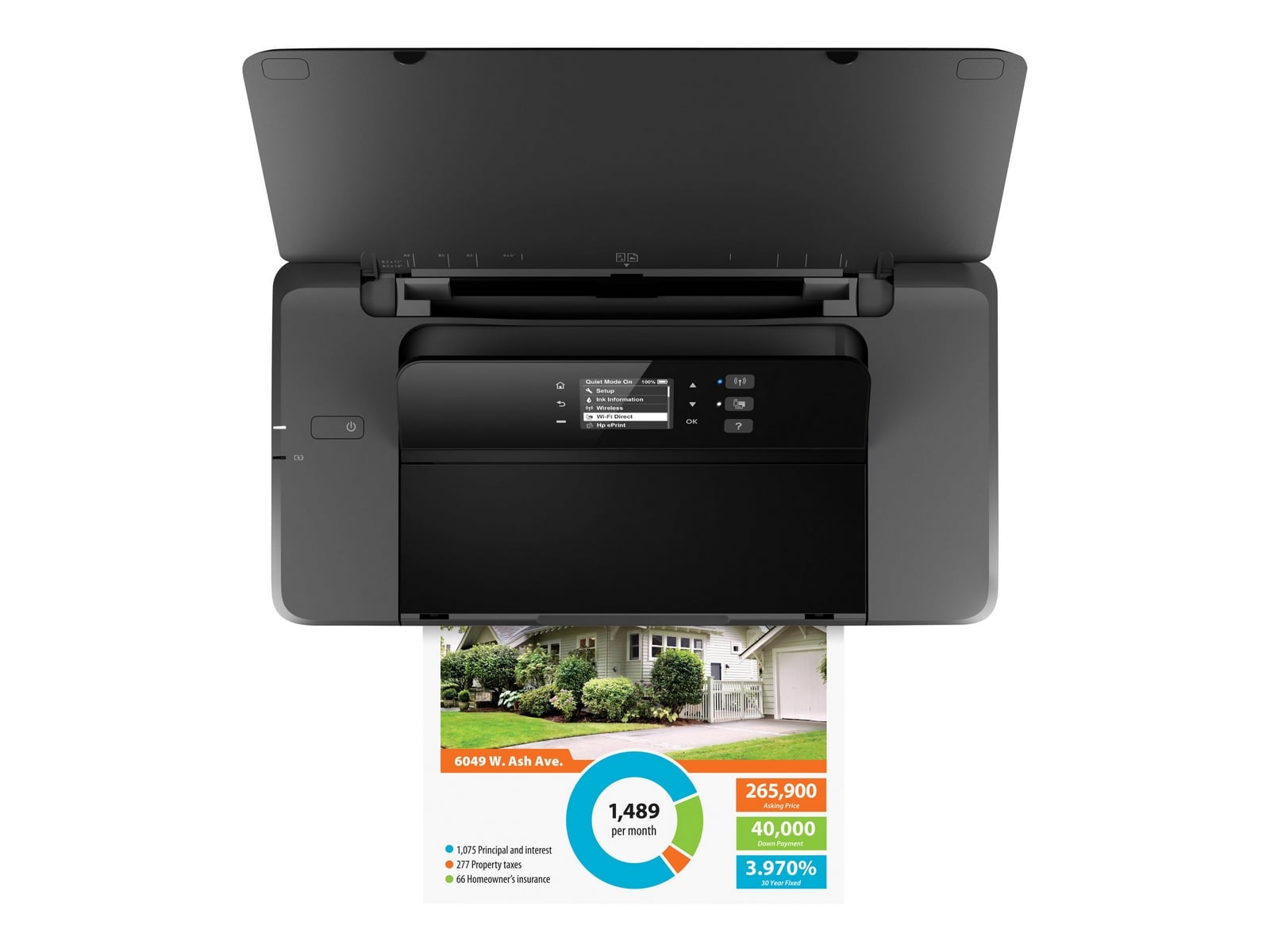 HP Officejet Imprimante portable 200, Imprimer, Impression sur façade par port USB