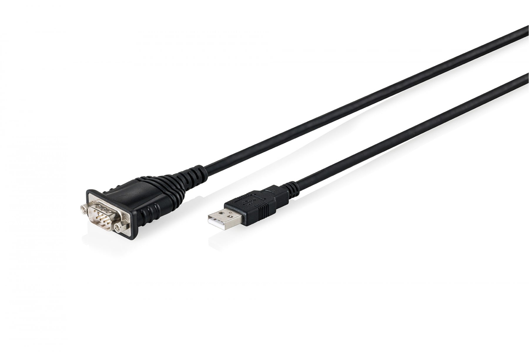 Digitus DA-70172 Câble adaptateur USB-A 2.0 mâle vers RS232 (DB9) mâle | Chipset FTDI (FT232RNL) | PVC, noir | Fixation par manchon | 1.8m