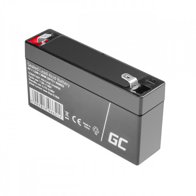 Green Cell AGM Battery Lead Acid VRLA 6V 1.2Ah for toys and alarms - Battery - Mono (D)
