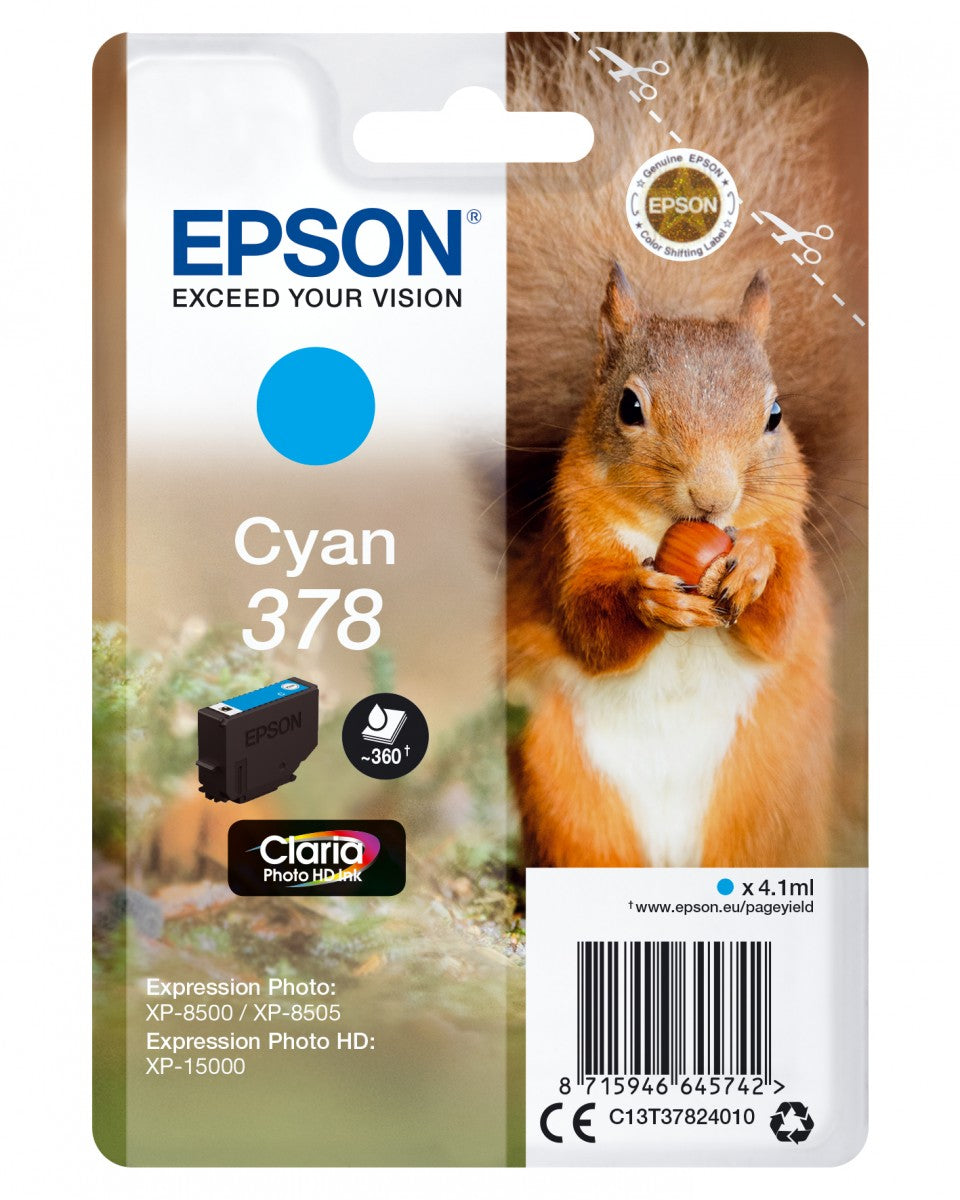 EPSON 1LB Singlepack Cyan 378 Eichhörnchen Clara Photo HD Ink
