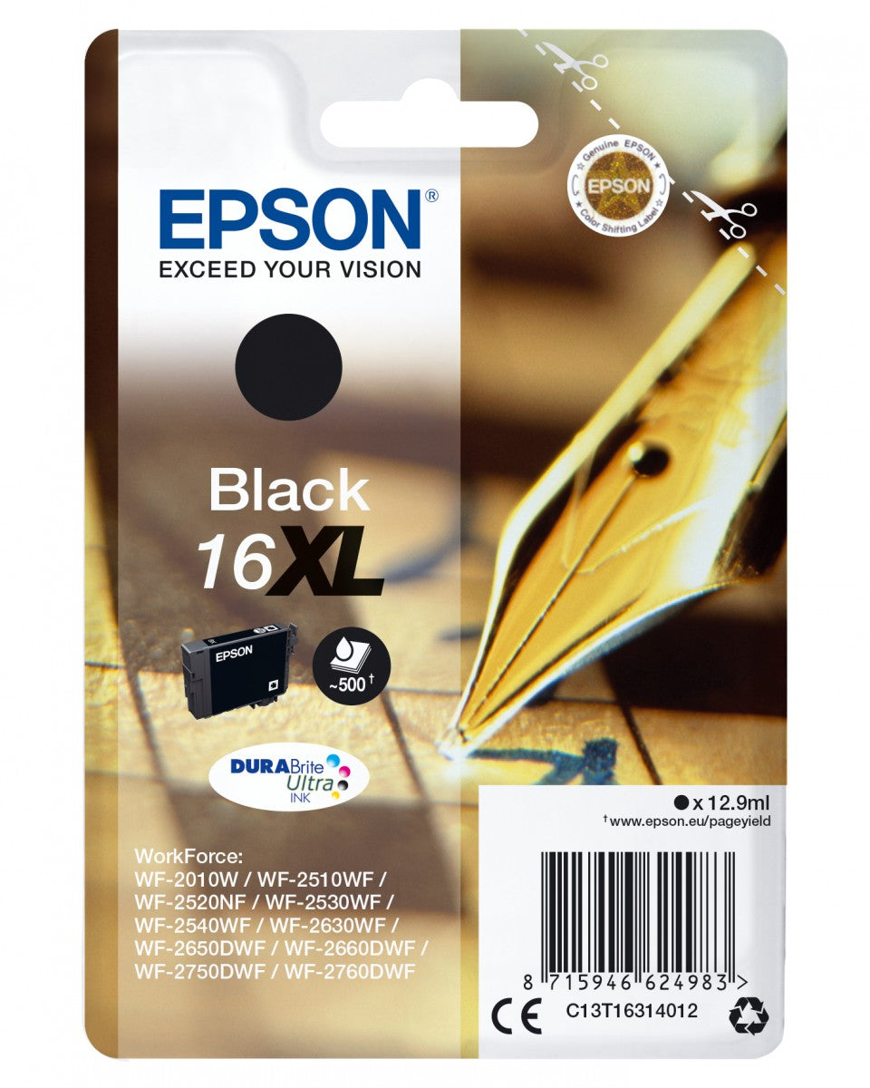 EPSON 6LB 16XL ink cartridge black high capacity 12.9ml 500 pages 1-pack RF-AM blister w/s