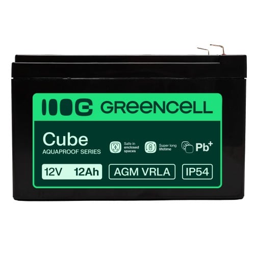 Batterie sans entretien Green Cell AGM VRLA 12V 12Ah pour caisses enregistreuses, jouets, caméras (151x98.5x95mm)