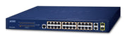 PLANET FGSW-2624HPS commutateur réseau Géré L2/L4 Gigabit Ethernet (10/100/1000) Connexion Ethernet, supportant l'alimentation via ce port (PoE) 1U Bleu