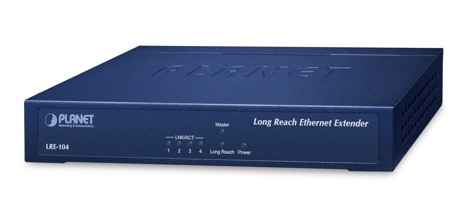 Planet LRE-104 4-Port 10/100TX + 1-Port UTP/BNC Long Reach Ethernet Extender (Up to 800 meters UTP cable/1200 meters phone wire/2000 meters coaxial cable, Maste