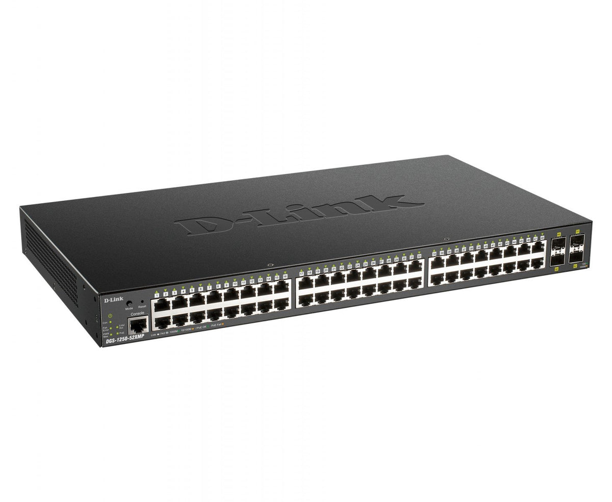 D-Link DGS-1250-52XMP commutateur réseau Géré L3 Aucun Connexion Ethernet, supportant l'alimentation via ce port (PoE) Noir