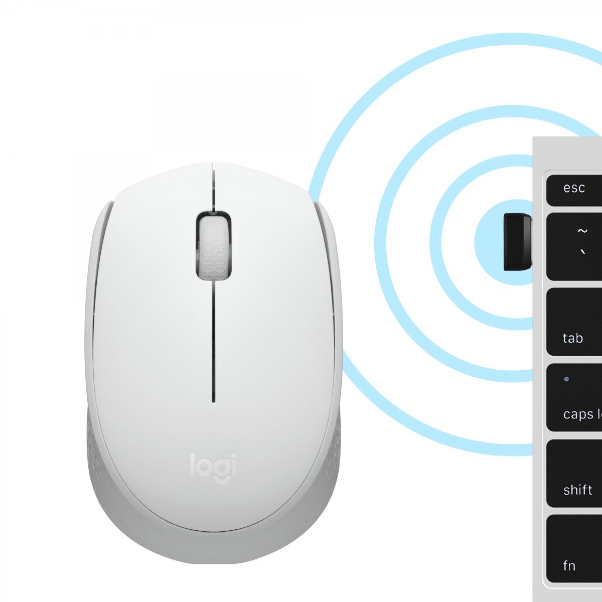 LOGITECH M171 Mouse right and left-handed optical 3 buttons wireless 2.4 GHz USB wireless receiver off-white