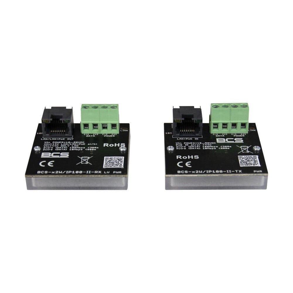 BCS BCS-X2W/IP100-II Convertisseur Ethernet PoE actif 100Mbps pour 300m