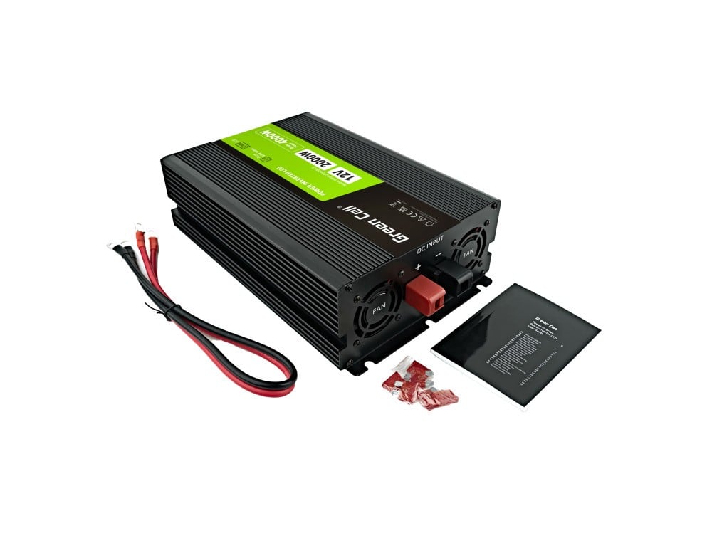 Green Cell Przetwornica napicia PowerInverter LCD 12 V 2000W/40000W Przetwornica samochodowa z wywietlaczem - czysty sinus adaptateur de puissance & onduleur Au