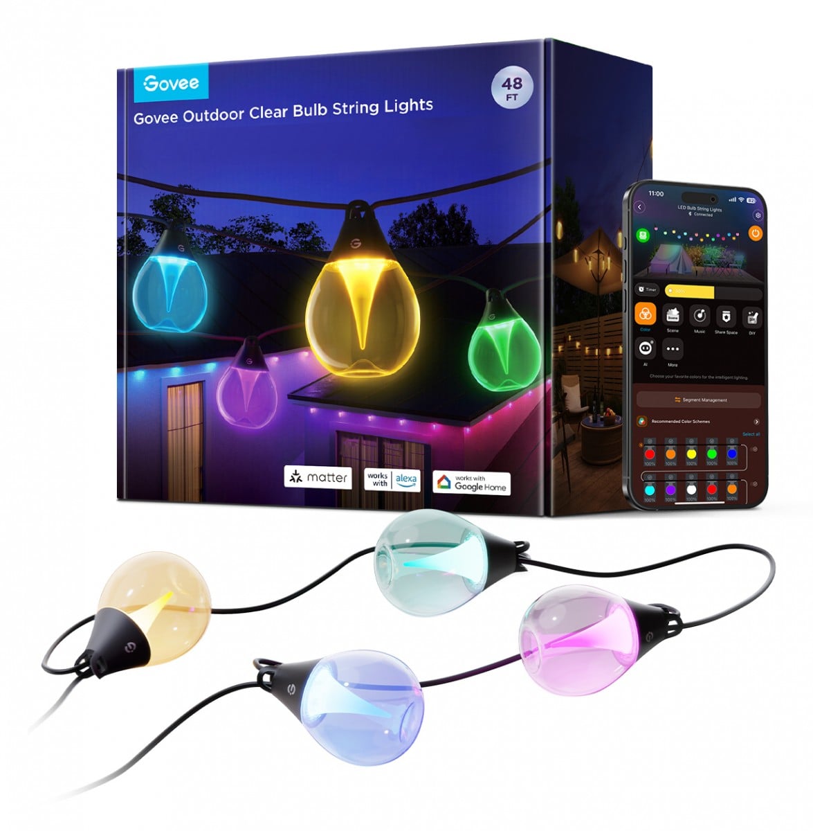 Govee H7025CB1 Guirlandes lumineuses extérieures RGBICW