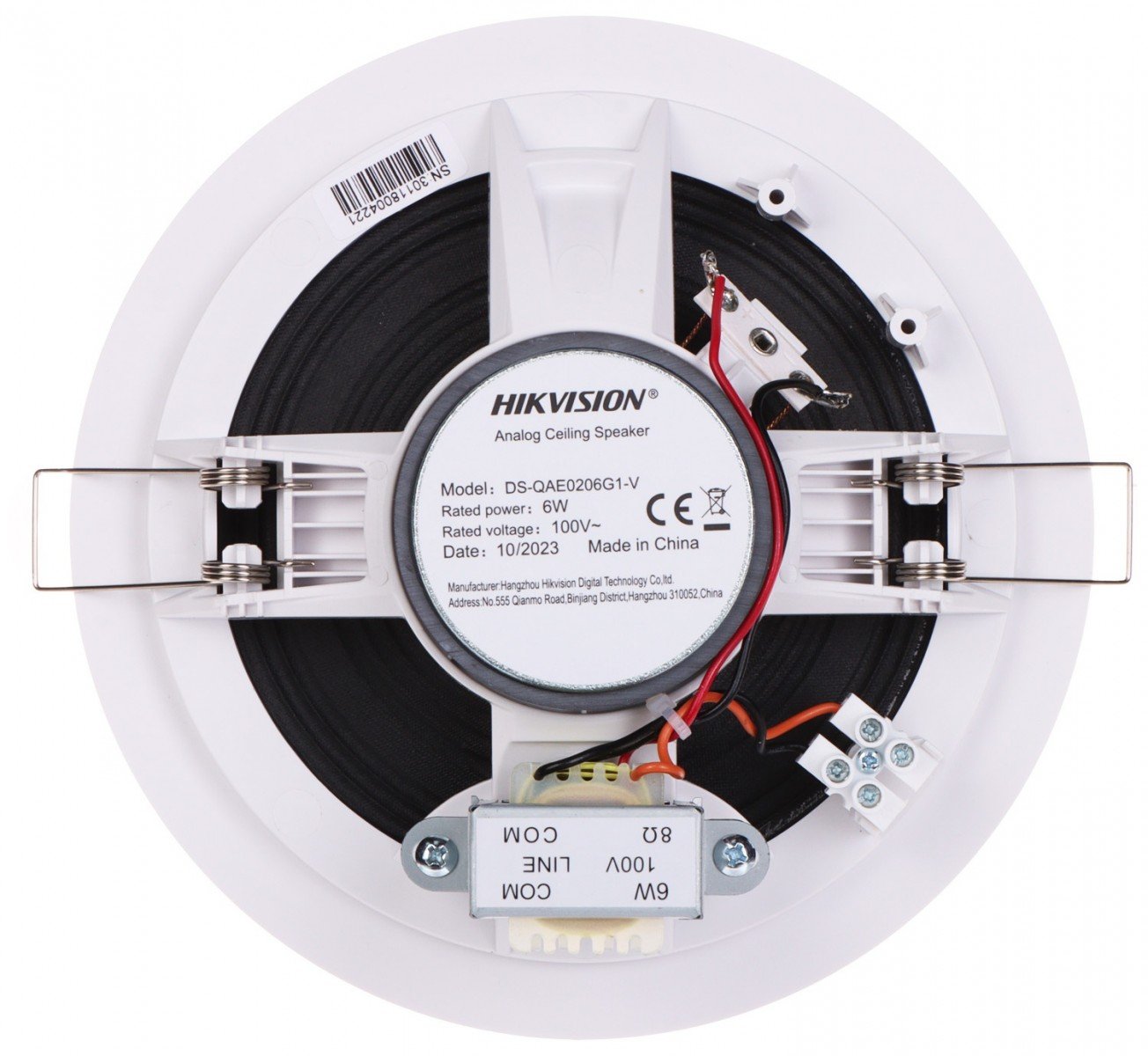 Hikvision DS-QAE0206G1-V Haut-parleur de plafond analogique 6W