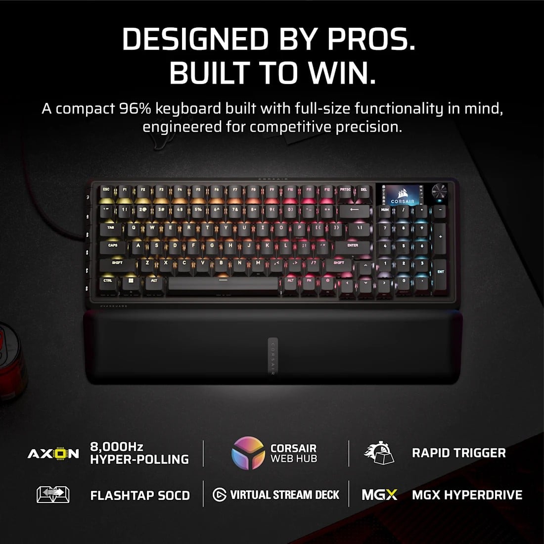 Clavier Corsair CH-91E911G-NA Gaming USB QWERTY US Anglais Noir