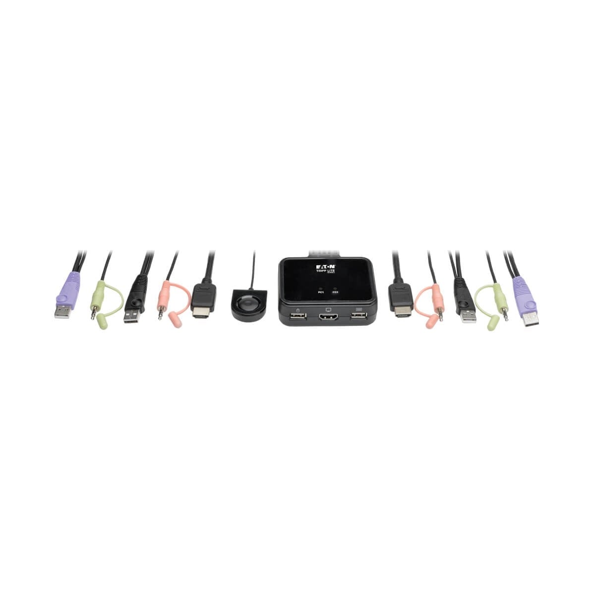 EATON TRIPPLITE 2-Port USB/HD Cable KVM Switch with Audio/Video Cables and USB Peripheral Sharing KVM audio USB switch 2xKVM USB