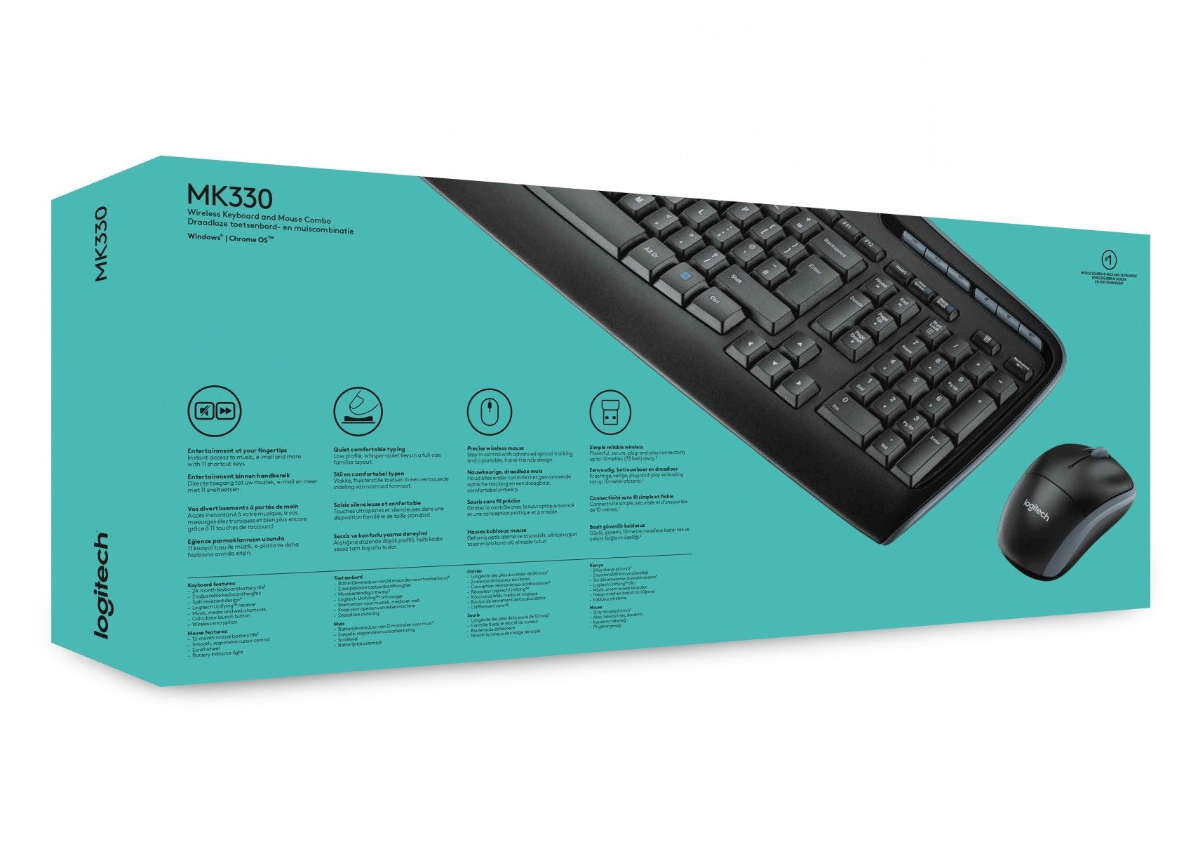 Logitech MK330 clavier Souris incluse Bureau USB QWERTY US International Noir
