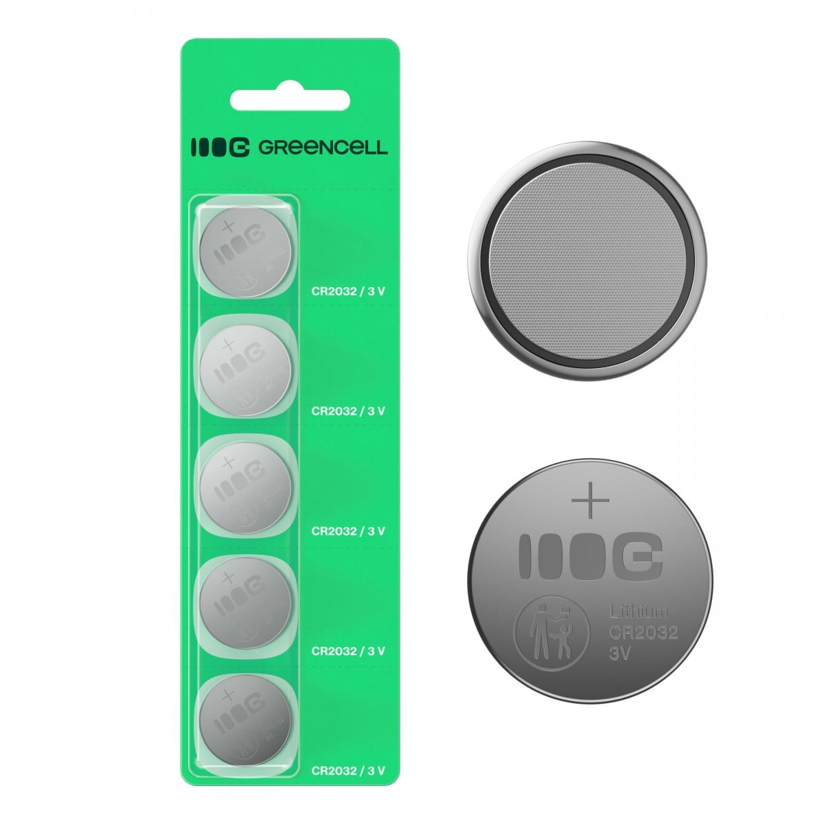 Green Cell X5CR2032 5x Pile bouton lithium CR2032 3V 220mAh