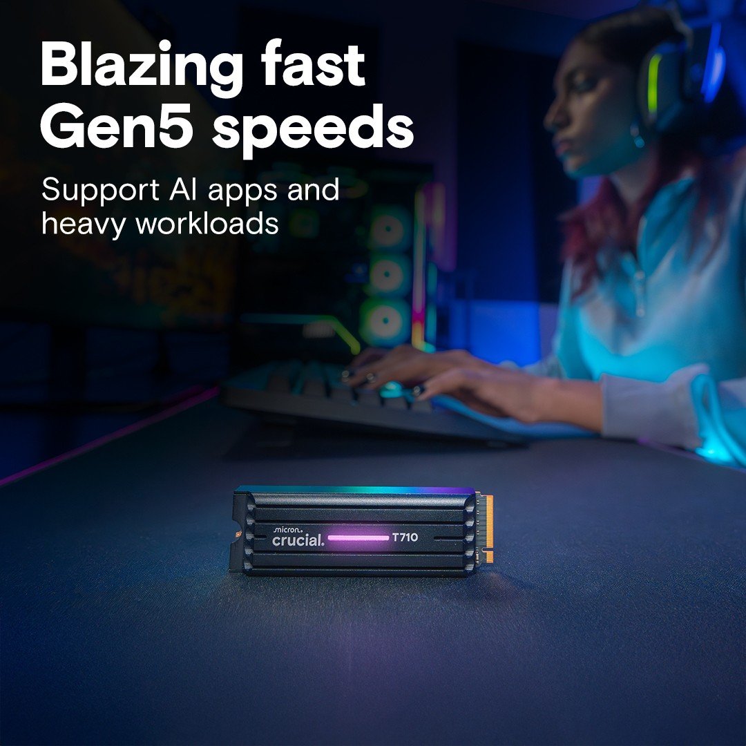 Crucial 1TB T710 SSD with heatsink