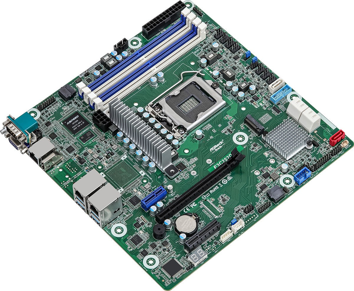 ASRock E3C252D4U, 1xSKT LGA1200, Intel E-2300, C252, 4xDIMM, SATA, 1xM.2, 2x1GbE, IPMI