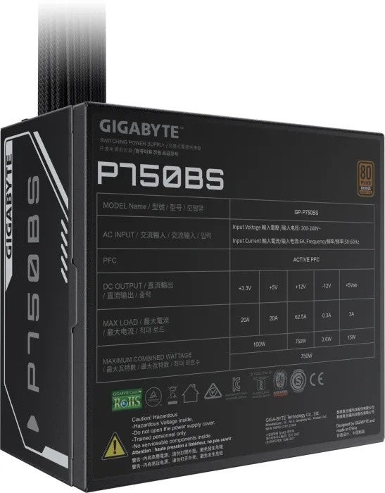 GIGABYTE P750BS unité d'alimentation d'énergie 750 W 20+4 pin ATX Noir