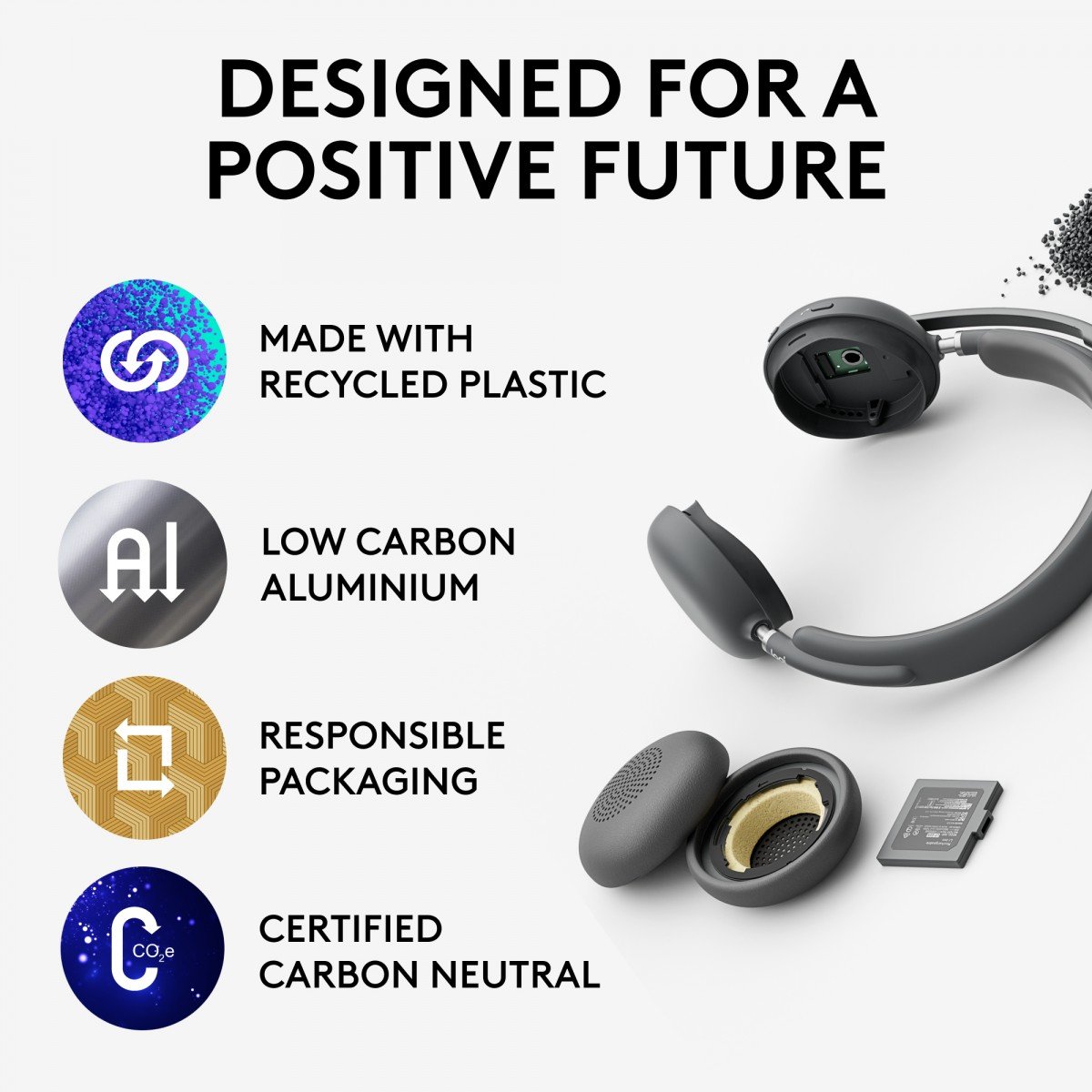 LOGITECH HEADSET - Zone Wireless 2 UC - GRAPHITE TEAMS - 2.4GHZ/BT - EMEA-914 - A00174 A00172 NO STAND
