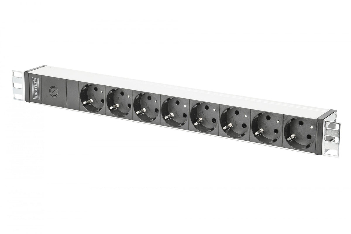Digitus Bloc multiprise avec profilé en aluminium et préfusible, prise électrique a contact de protection a 8 sorties, connecteur IEC C14 pour câble d