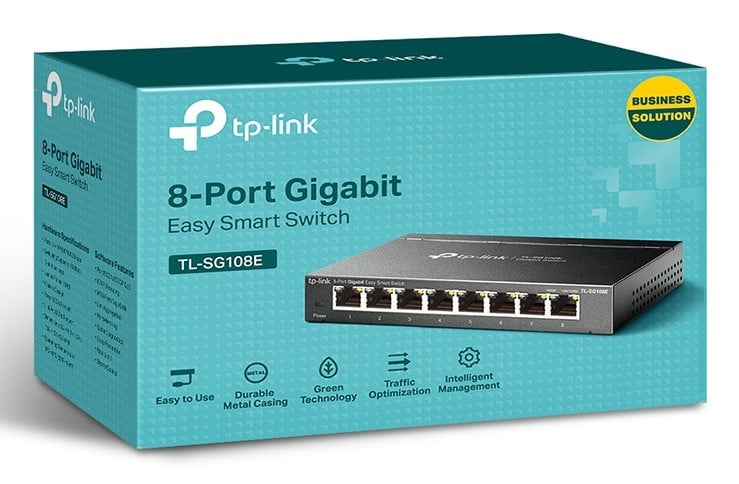 TP-LINK 8-Port Gigabit Easy Smart Switch 8 10/100/1000Mbps RJ45 ports MTU/Port/Tag-based VLAN QoS IGMP Snooping