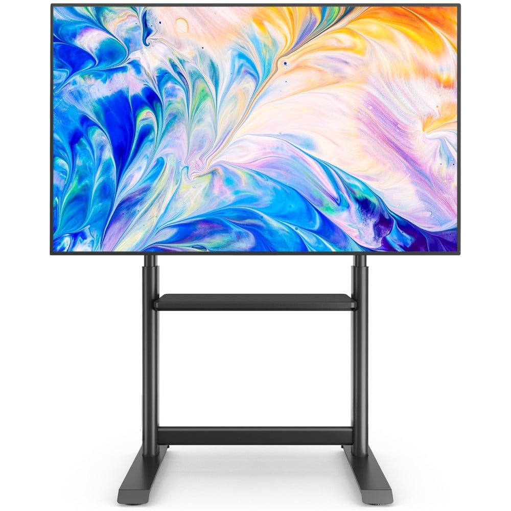 "Techly ICA-TR130BK Support de sol pour TV 60-86"" jusqu'a 68kg réglable avec étagere AV"