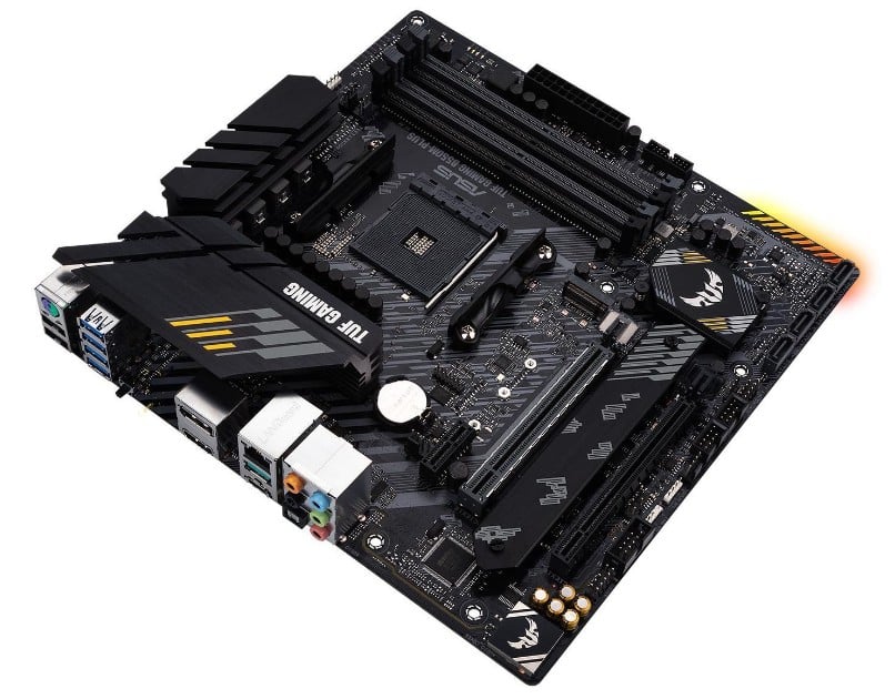 ASUS TUF GAMING B550M-PLUS mATX MB PCIe 4.0 dual M.2 10 DrMOS power stages 2.5Gb Ethernet HDMI DisplayPort SATA 6Gbps