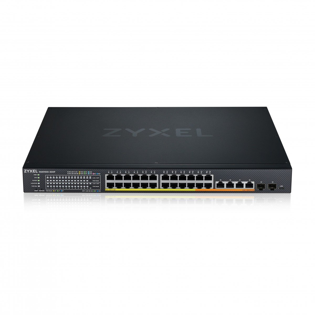Zyxel XMG1930-30HP Géré L3 2.5G Ethernet (100/1000/2500) Connexion Ethernet, supportant l'alimentation via ce port (PoE) 1U Noir