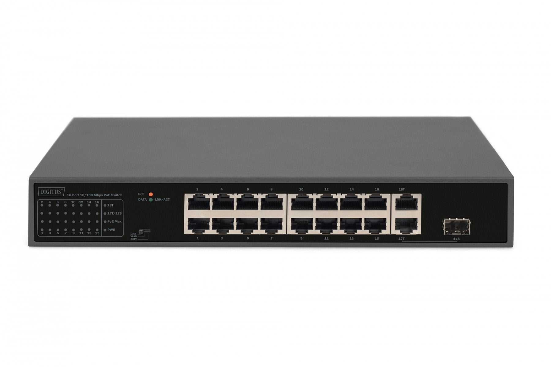 Digitus DN-95355 commutateur réseau Non-géré Gigabit Ethernet (10/100/1000) Connexion Ethernet, supportant l'alimentation via ce port (PoE) 1U Noir