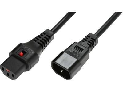 IEC-LOCK Rallonge d alimentation C14 / C13 à verrouillage noire - 3,0 m
