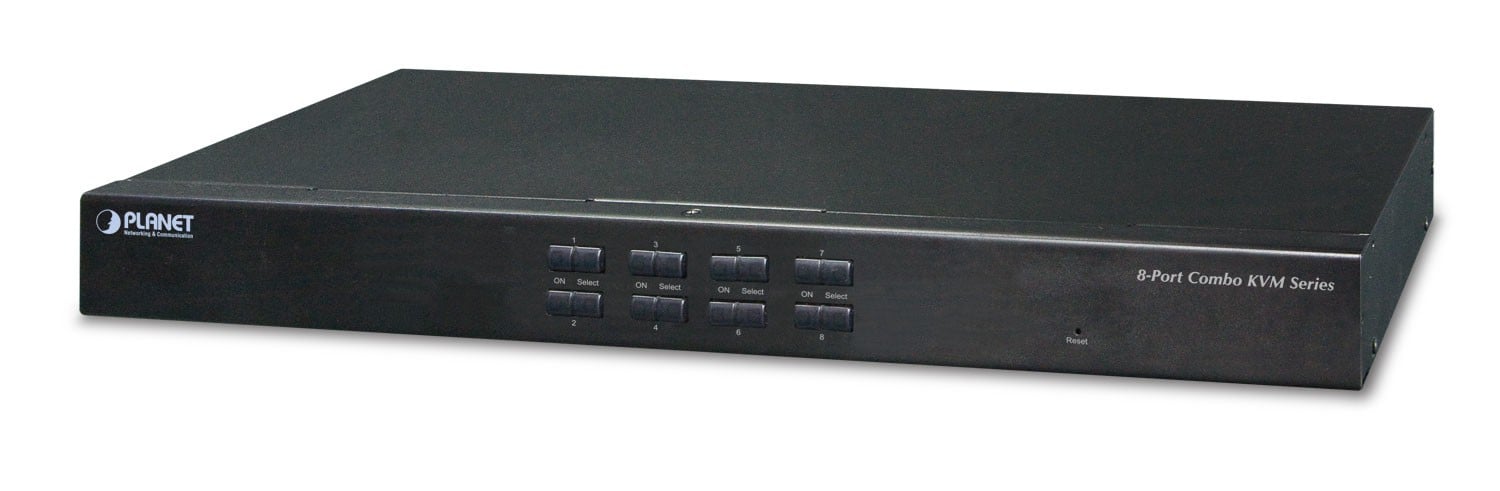 PLANET 8-Port Combo IP KVM Switch: commutateur écran, clavier et souris Grille de montage Noir