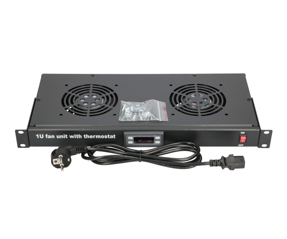 "Extralink 19\"" RACK MOUNT FAN PANEL (2 FANS) WITH THERMOSTAT Panneau ventilation"