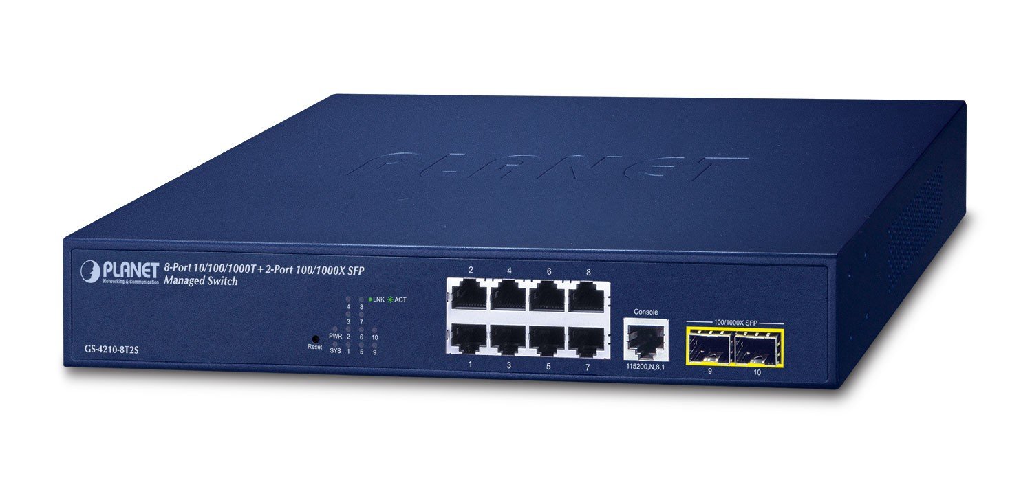 PLANET 10/100/1000T + 2-Port Géré L2/L4 Gigabit Ethernet (10/100/1000) 1U Bleu