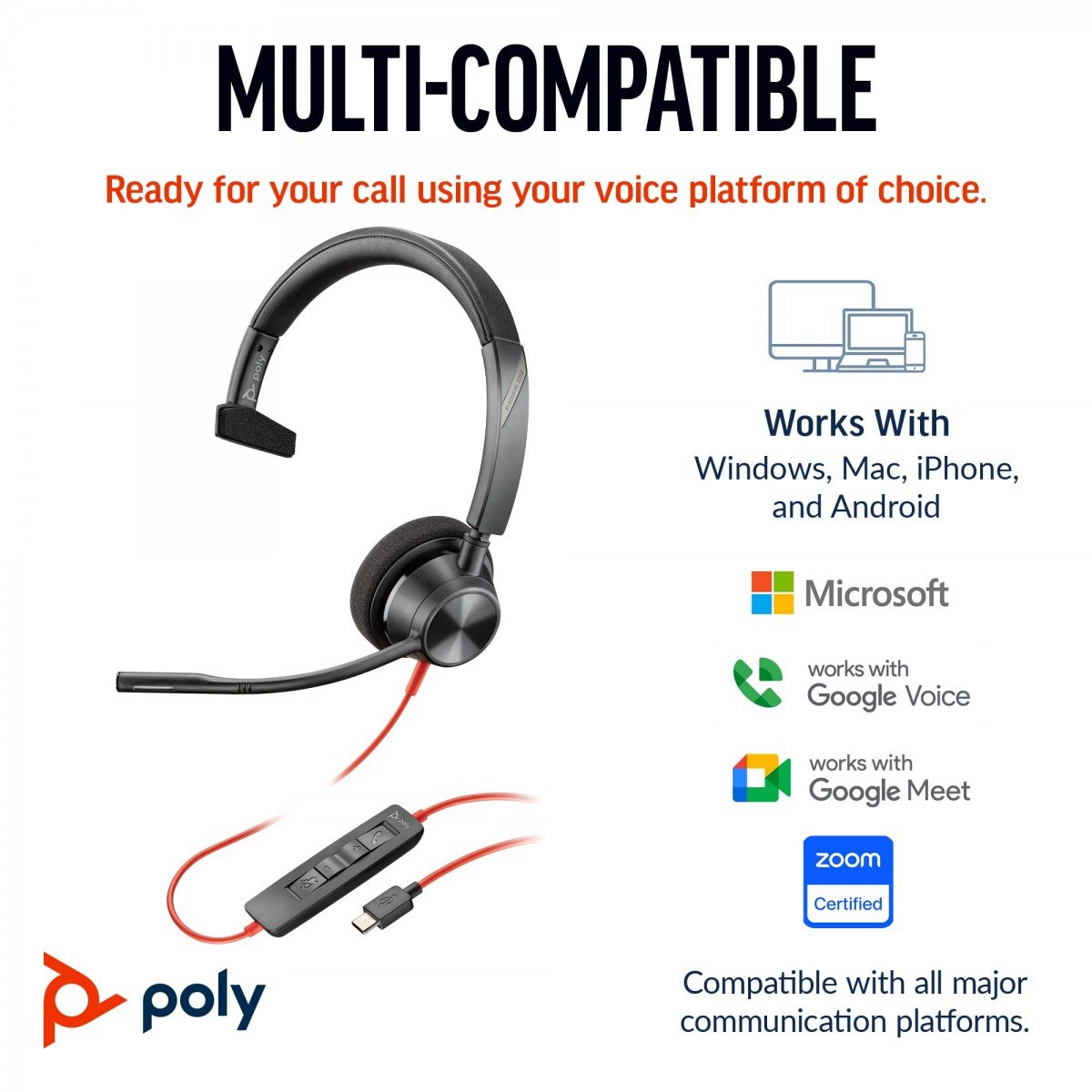 Poly BW 3310 Mono USB-C HS+USB-C/A
