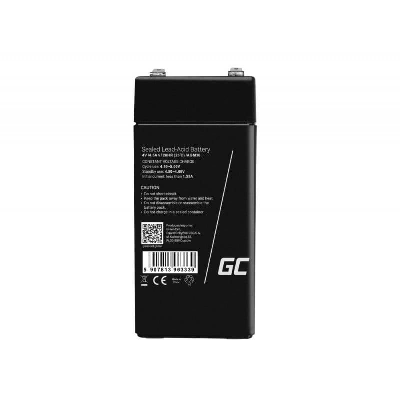Green Cell Battery AGM VRLA 4V 4.5Ah - Battery - 4.500 mAh