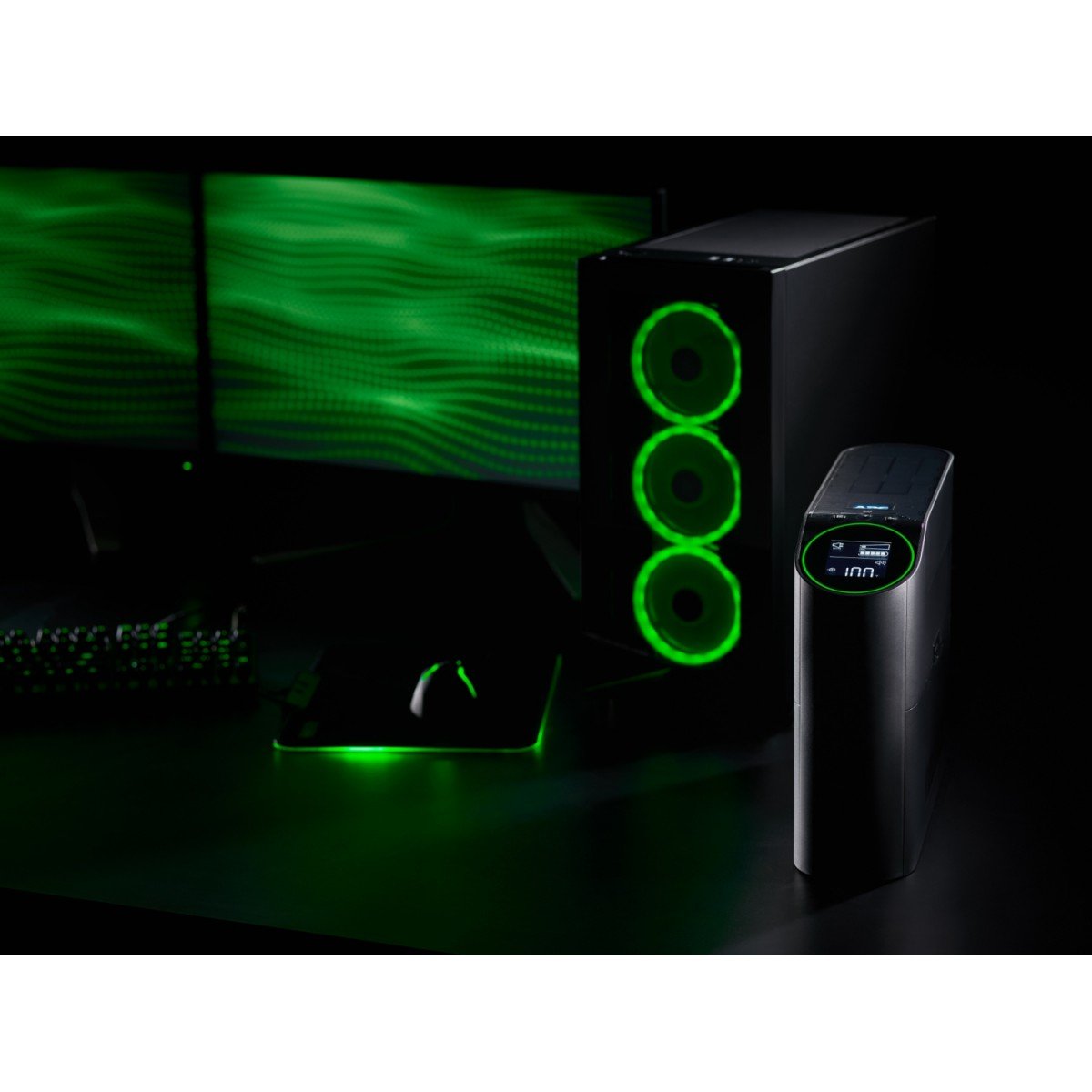 APC Back-UPS Pro 2200VA/1320W Tower 230V 4x Schuko and 2x IEC C13 outputs RGB lighting pure sine wave Arctic white