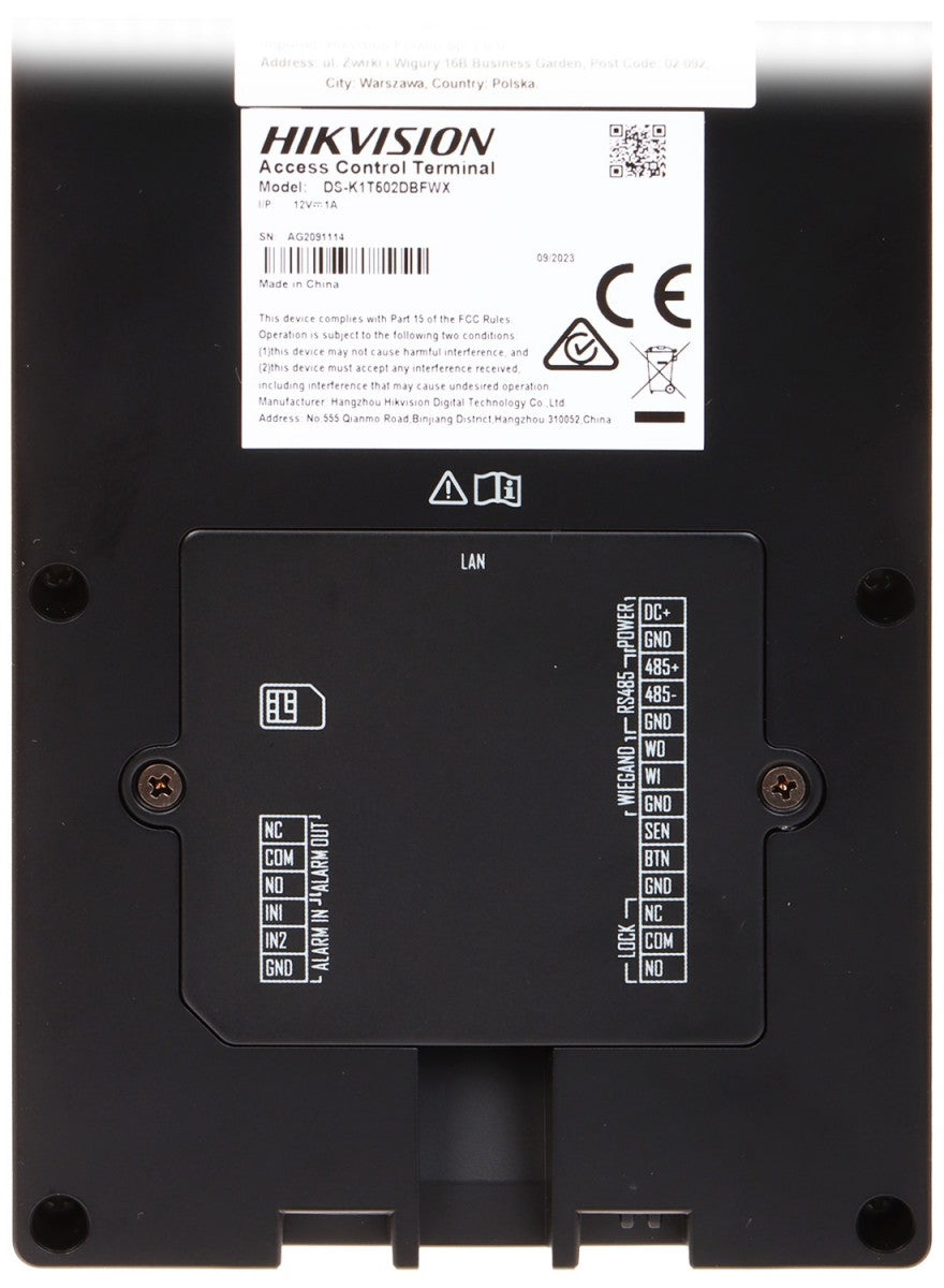 Terminal de contrôle d'acces Hikvision DS-K1T502DBFWX